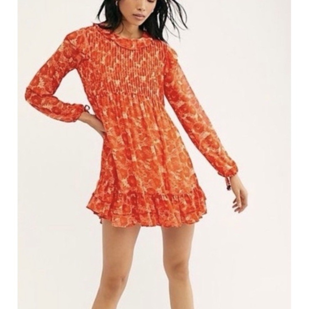 Free People $128 These Dreams Babydoll Ruffle Pleat Mini Dress S spring wedding